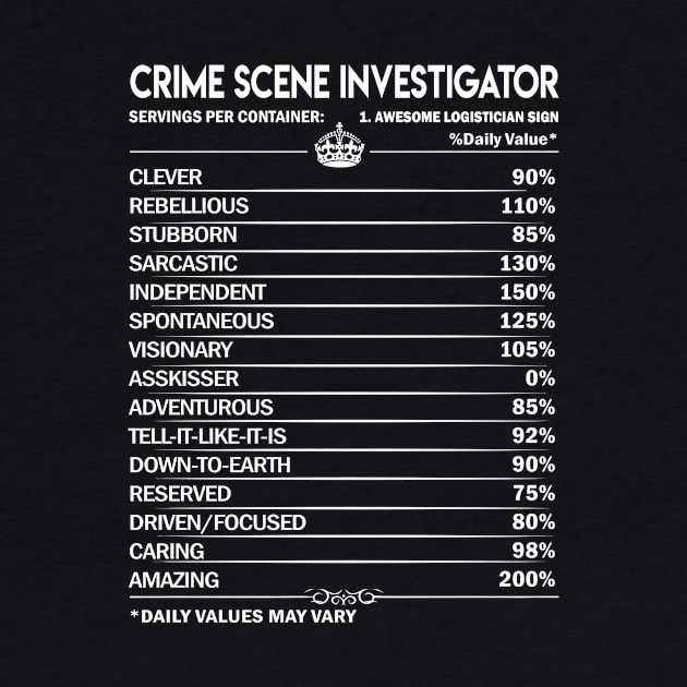 Crime Scene Investigator T Shirt - Crime Scene Investigator Factors Daily Gift Item Tee by Jolly358
